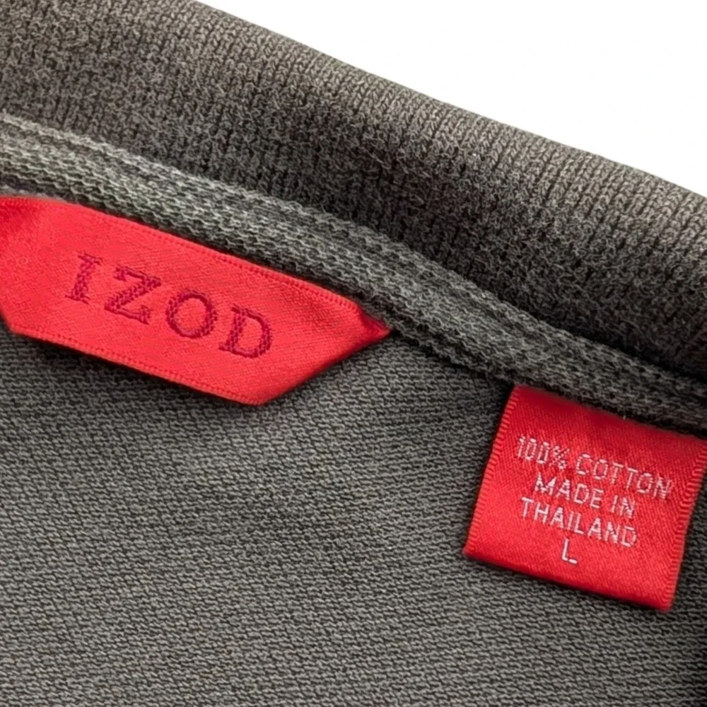 IZOD Polo Shirt Pique Knit Short Sleeve Brown Mens Large Classic Casual Large